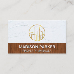 Tarjeta De Visita Logotipo del Edificio Comercial Dorado