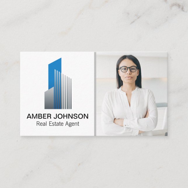 Tarjeta De Visita Logotipo del edificio inmobiliario | Mujer con ant (Anverso)