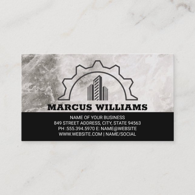 Tarjeta De Visita Logotipo del edificio | Mármol (Anverso)