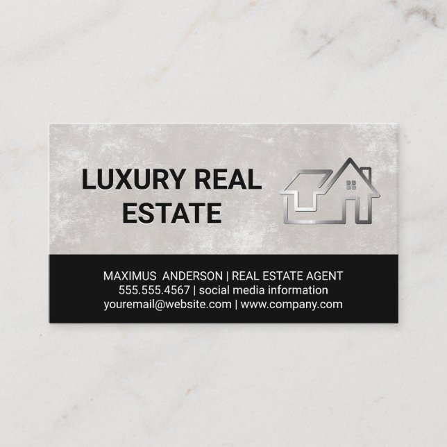 Tarjeta De Visita Logotipo del edificio residencial metálico (Anverso)