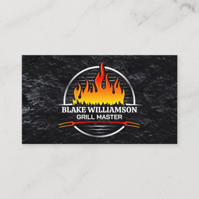 Tarjeta De Visita Logotipo del grill metálico de incendio (Anverso)