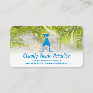 Tarjeta De Visita Logotipo del hogar de limpieza de spray   Hojas de