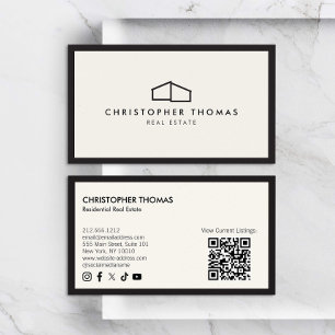 Tarjeta De Visita Logotipo del hogar moderno Código QR inmobiliario 