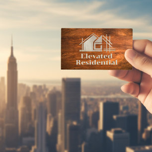 Tarjeta De Visita Logotipo del hogar para grano de madera