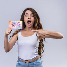 Tarjeta De Visita Logotipo del Holograma púrpura del Eyelash Maquill