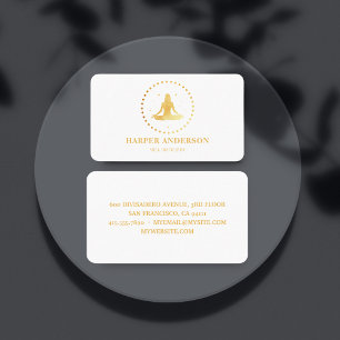 Tarjeta De Visita Logotipo del instructor de yoga de oro moderno