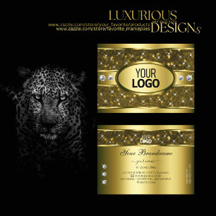 Tarjeta De Visita Logotipo del lujoso Purpurina de oro Sparkle Stars