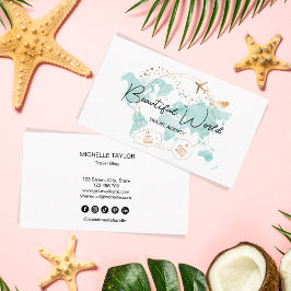 Tarjeta De Visita Logotipo del Mapa Mundial del Blog de Viajes de la