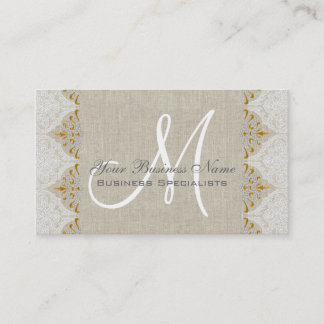 Tarjeta De Visita Logotipo del Monograma de Oro Vintage Lince Lace