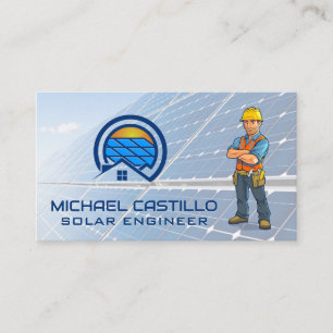 Tarjeta De Visita Logotipo del panel solar   Trabajador técnico   En
