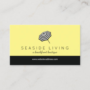 Tarjeta De Visita Logotipo del paraguas de la playa a rayas de moda