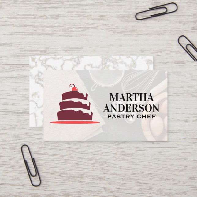 Tarjeta De Visita Logotipo del pastel | Ingredientes de horquilla (Anverso/Reverso In Situ)