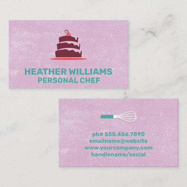 Tarjeta De Visita Logotipo del pastel | Whisk (Anverso / Reverso)