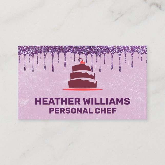 Tarjeta De Visita Logotipo del pastel | Whisk | Icación de Purpurina (Anverso)