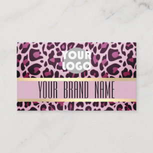 Tarjeta De Visita Logotipo del patrón Leopard Fotoapertura Horas de 