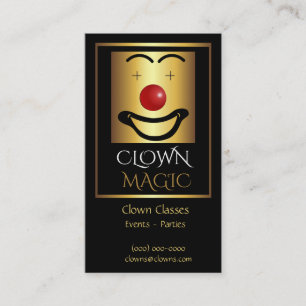 Tarjeta De Visita Logotipo del Payaso Rojo Oro