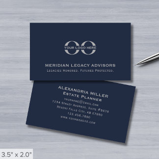 Tarjeta De Visita Logotipo del Personalizado azul de la marina