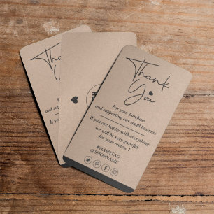 Tarjeta De Visita Logotipo del personalizado de papel Kraft gracias