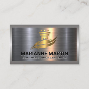 Tarjeta De Visita Logotipo del pilar de oro y del plumón   Aluminio