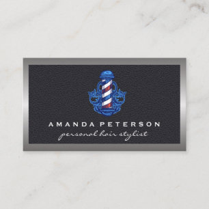 Tarjeta De Visita Logotipo del polo de barbero   Cuero