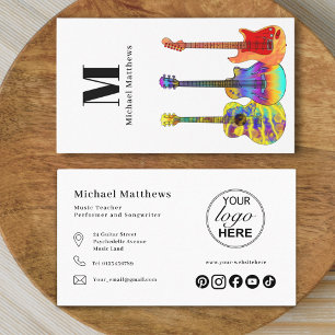 Tarjeta De Visita Logotipo del profesor de guitarra y Personalizado 