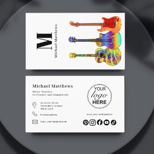Tarjeta De Visita Logotipo del profesor de guitarra y Personalizado 