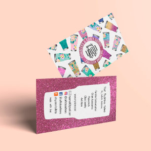Tarjeta De Visita Logotipo del Purpurina floral Verde azulado cúbito