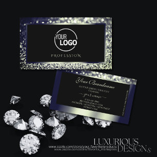 Tarjeta De Visita Logotipo del Purpurina Ombre Ombre de color Plata