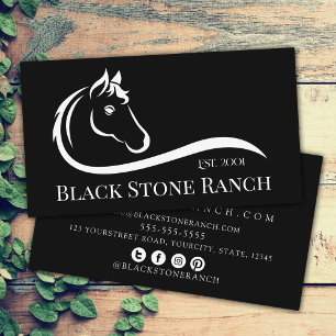 Tarjeta De Visita Logotipo del rancho de caballos marca estable ecue