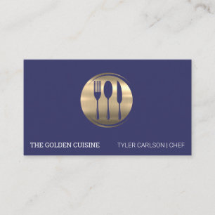 Tarjeta De Visita Logotipo del restaurante Gold Silverware