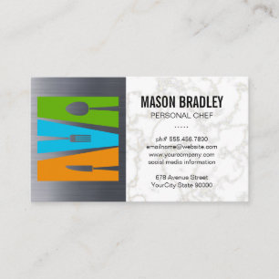 Tarjeta De Visita Logotipo del restaurante   Mármol metálico