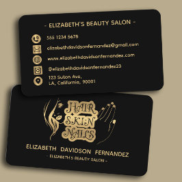 Tarjeta De Visita Logotipo del Salón de Belleza Moderna Black & Gold