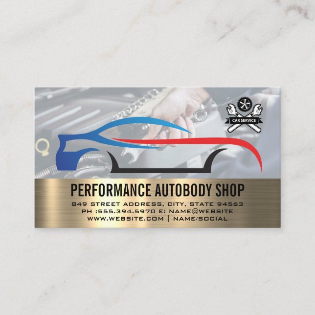 Tarjeta De Visita Logotipo del servicio de coches | Funcionamiento m (Anverso)
