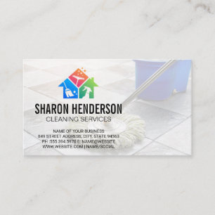 Tarjeta De Visita Logotipo del servicio de limpieza Mopping Floor