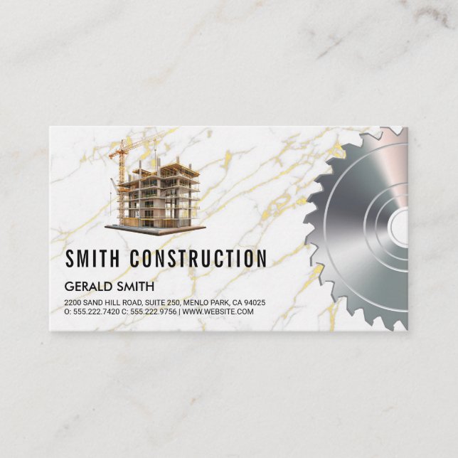 Tarjeta De Visita Logotipo del sitio de construcción | Saw Circular (Anverso)