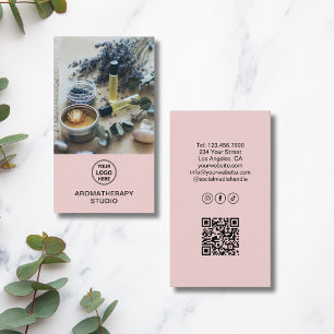 Tarjeta De Visita Logotipo del spa de aromaterapia QR Profesional Ro