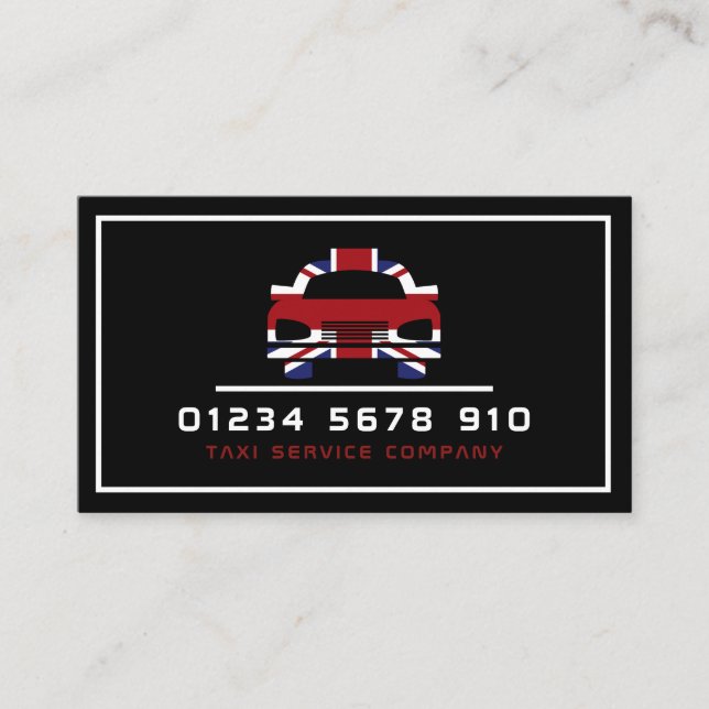 Tarjeta De Visita Logotipo del taxi de la bandera británica, lista d (Anverso)
