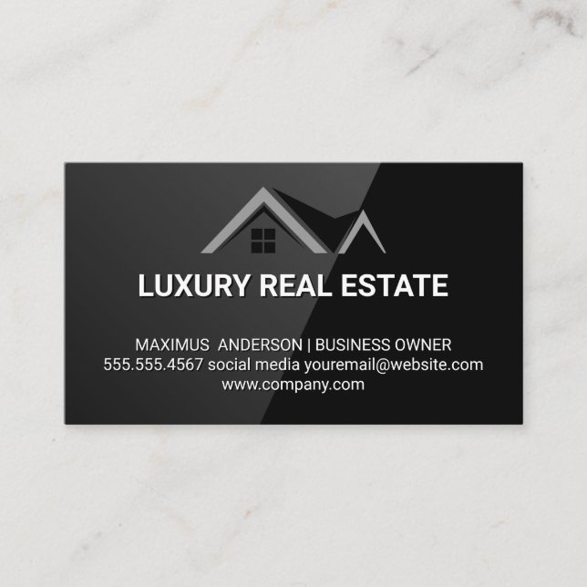 Tarjeta De Visita Logotipo del techo del hogar | Real Estate Sleek B (Anverso)