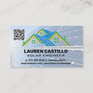 Tarjeta De Visita Logotipo del techo del panel solar   Código QR