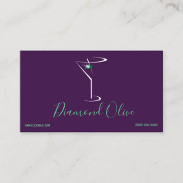Tarjeta De Visita Logotipo del vidrio de Martini del cóctel de la