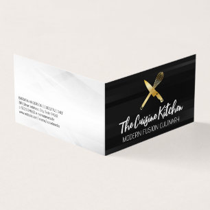 Tarjeta De Visita Logotipo del Whisk del Cuchillo de Chef Dorado