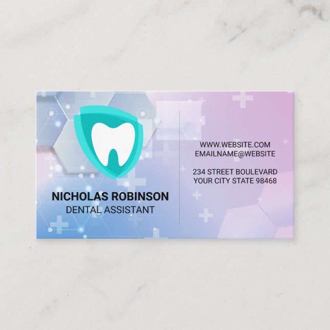 Tarjeta De Visita Logotipo dental | Antecedentes medicinales (Anverso)