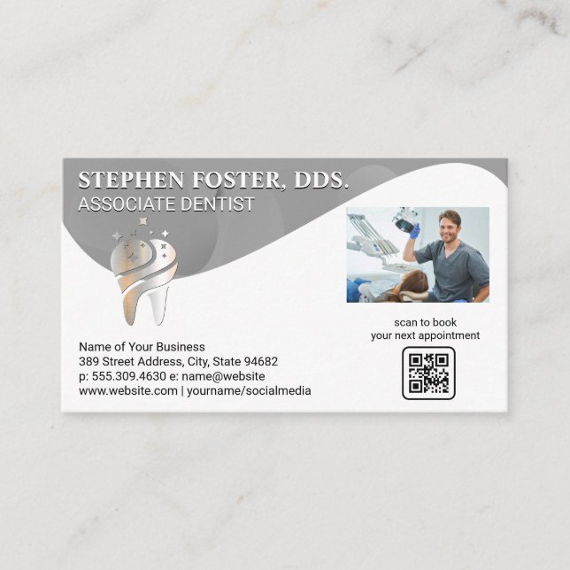 Tarjeta De Visita Logotipo dental | Dentista con paciente (Anverso)