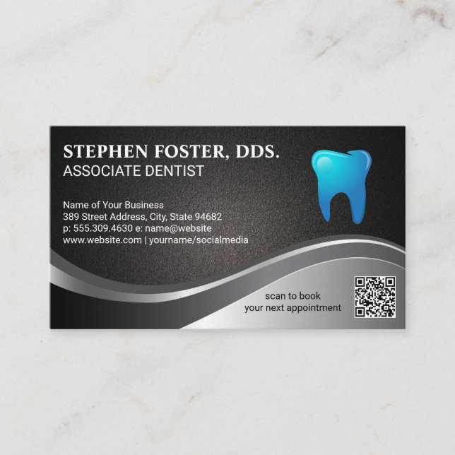 Tarjeta De Visita Logotipo dental | Dentista simple | Añadir código  (Anverso)