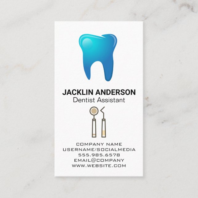 Tarjeta De Visita Logotipo dental | Herramientas dentales (Anverso)