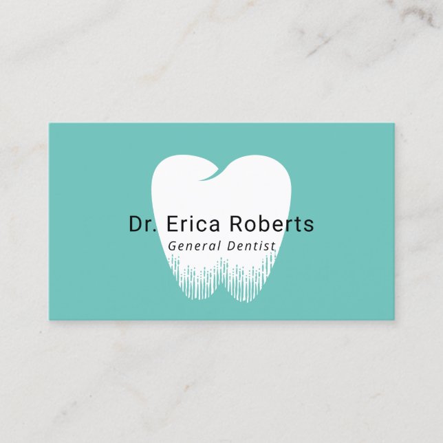 Tarjeta De Visita Logotipo dental Minimalista Verde azulado cuidado  (Anverso)