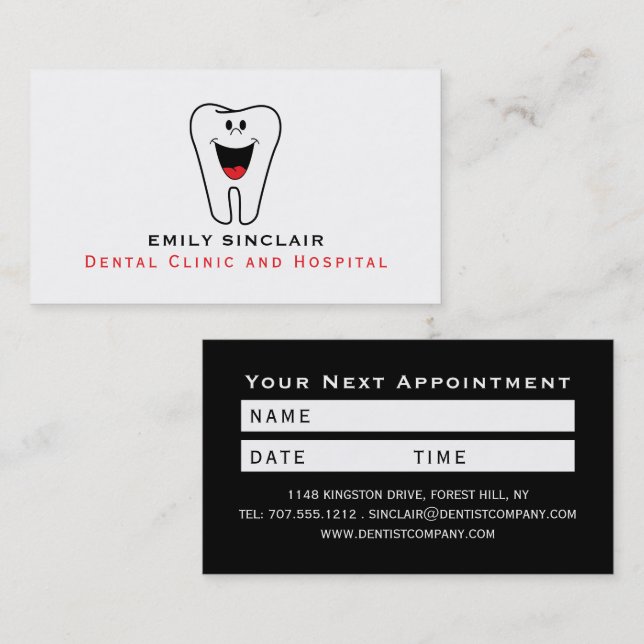 Tarjeta De Visita Logotipo dental personalizado, nombramiento de den (Anverso / Reverso)