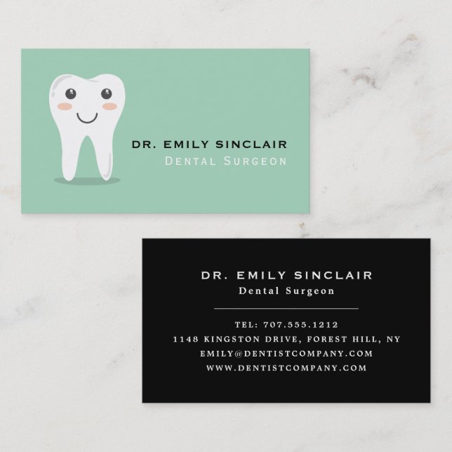 Tarjeta De Visita Logotipo dental personalizado, odontología, dentis (Anverso / Reverso)