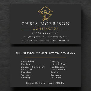 Tarjeta De Visita Logotipo dorado de construcción de reparaciones do