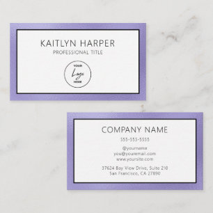Tarjeta De Visita Logotipo elegante con borde de lámina púrpura